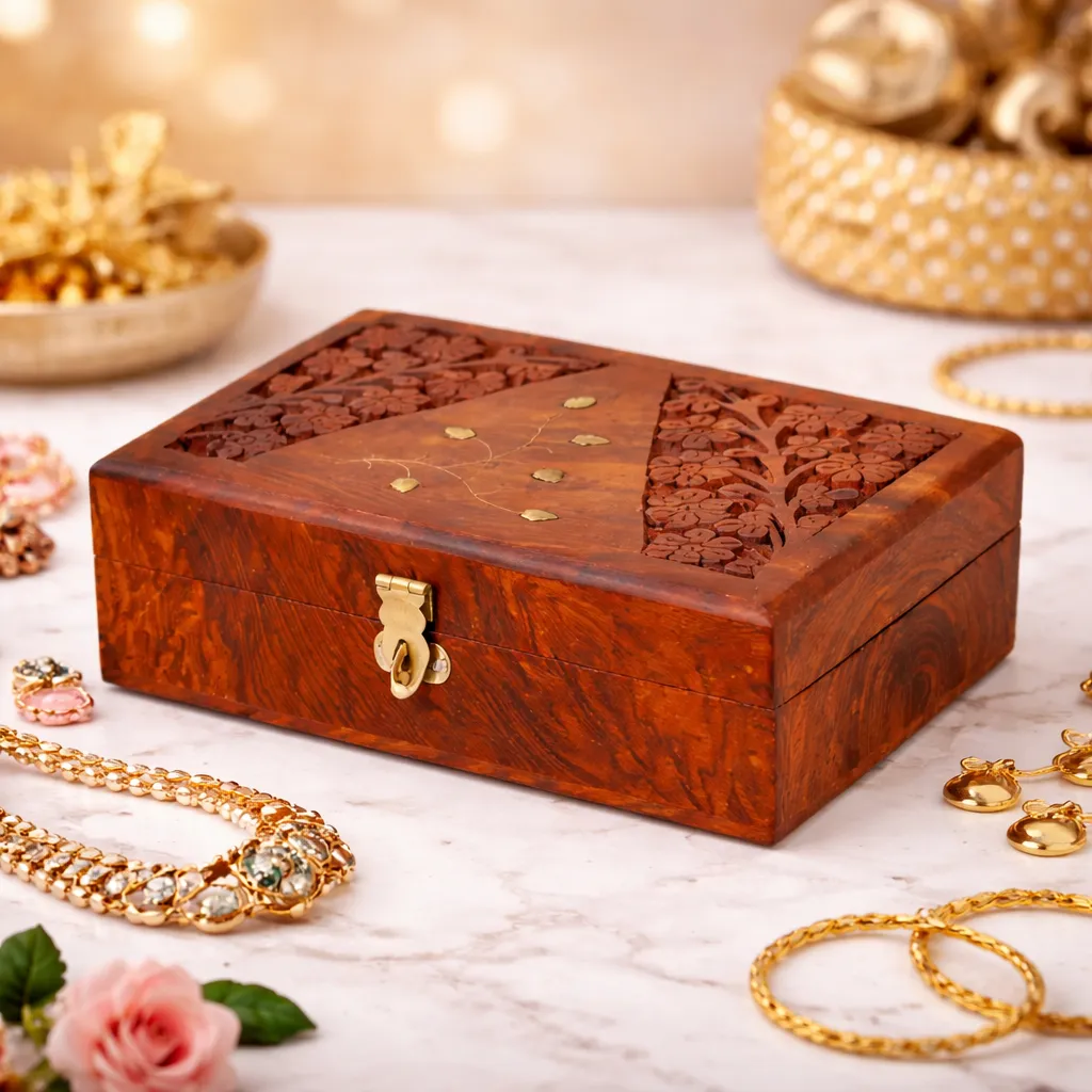 Aagman Handcrafted Sheesham Wooden Jewellery Box